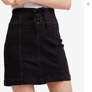 Free People Modern Femme Black Stretch Denim Corset Skirt - 6